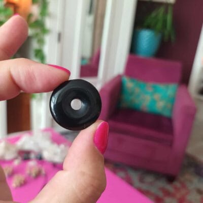 Obsidiaan donut (hanger)